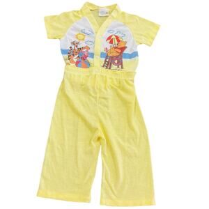 Vintage Winnie The Pooh Disney 2 Piece Boys Snap Waist Pajamas Tiger Beach 2T